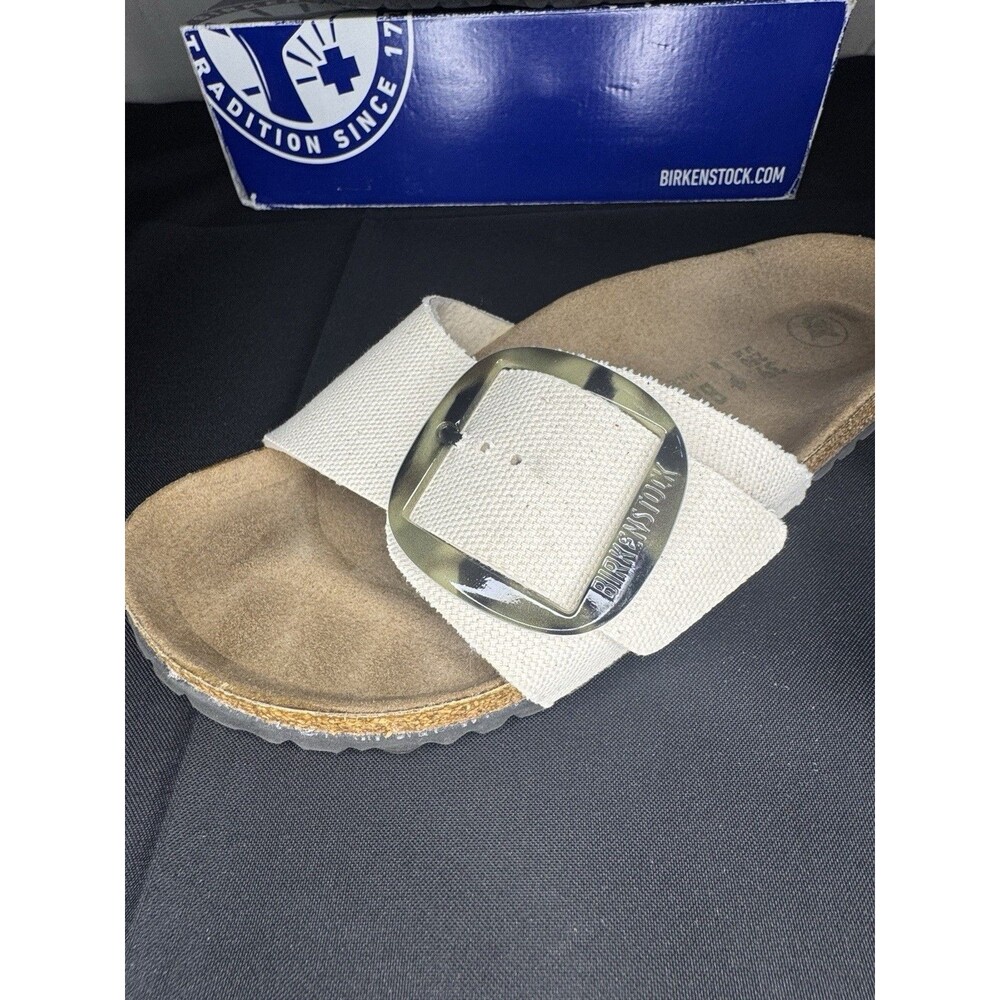 Birkenstock Madrid Big Buckle Slide Sandals Beige Canvas EU 39 US 8.5 - Picture 3 of 3